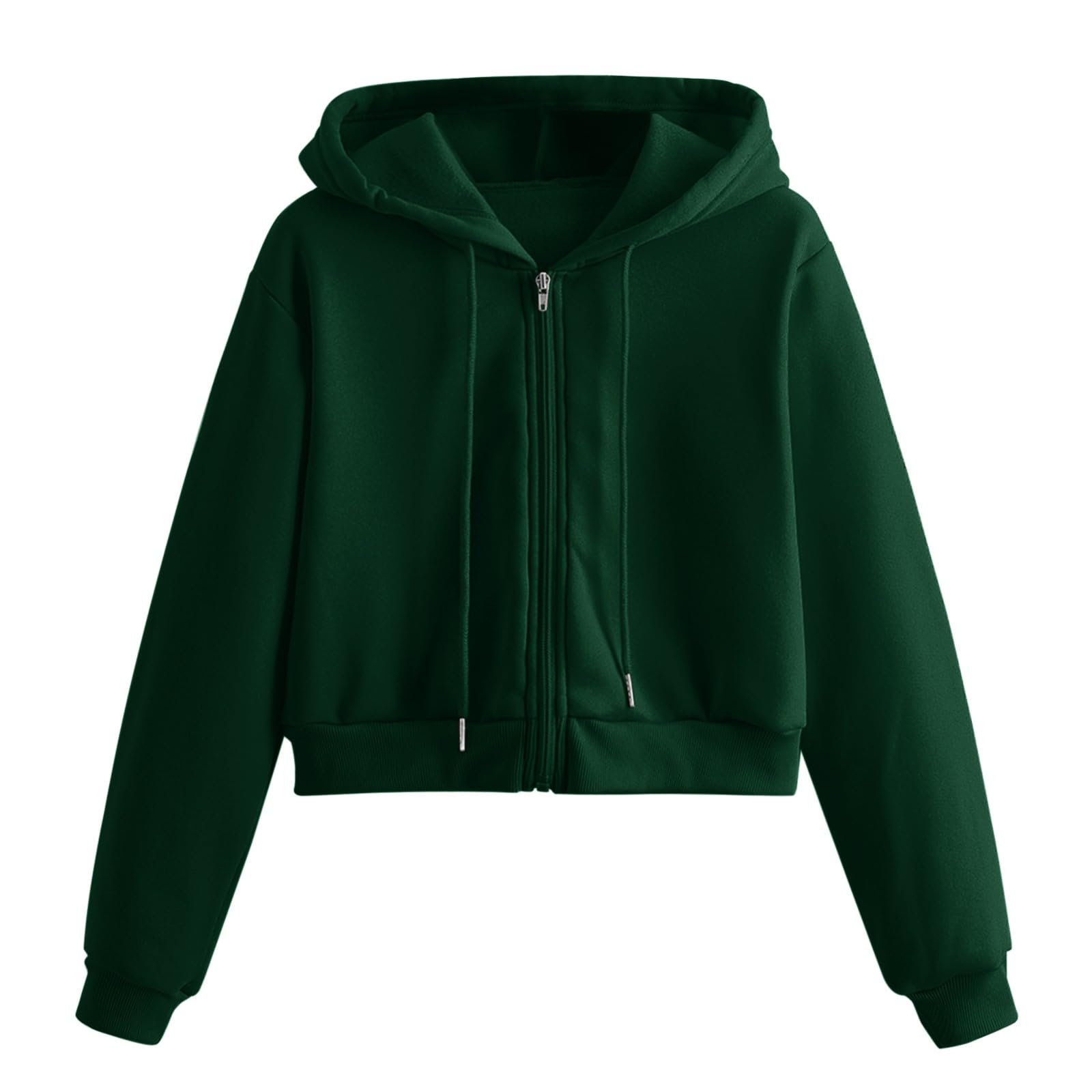 Generico Sweat-shirt court noir pour femme avec fermeture éclair – Sweat à capuche surdimensionné pour femme, doux, léger, gris, haut de sport, thermique, confortable, vêtements d'automne, mode, avec