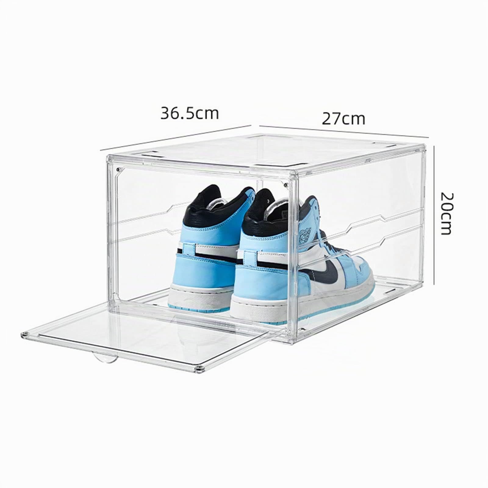 MECC Caja de zapatos transparente, armario de zapatos acrílicos apilable, con puerta magnética, 14.4x10.6x8inch / 36x27x20cm(Clear Front Door 6 Pack#)