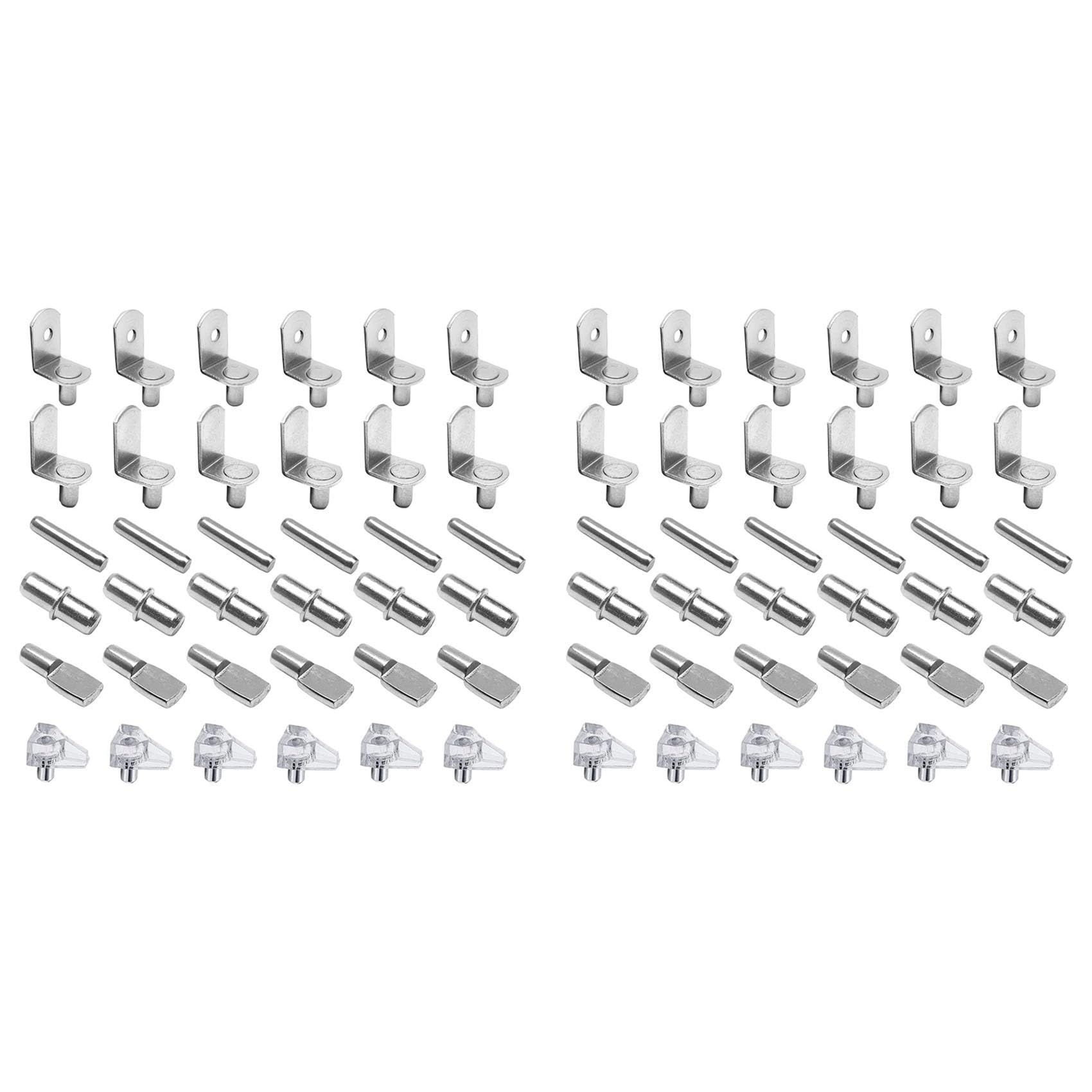 Jnchdghwa Silver 144Pcs Shelf Pegs Support Kit, 6 Styles Shelf Pins, Plated Cabinet Shelf Pegs For Shelves Bookcase Bookshelf Pegs