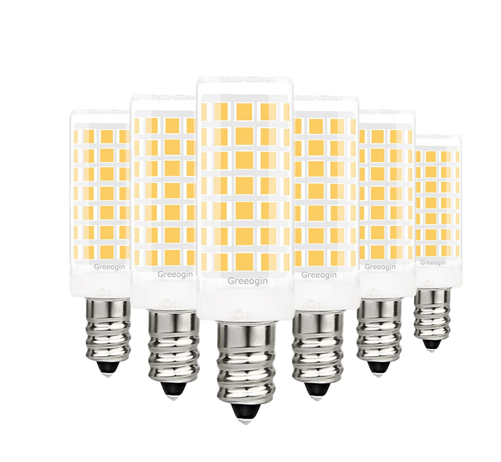E12 Led Bulb Dimmable C7 T6 E12 7W 120V Warm White 3000K Equivalent to E12 Halogen Bulb 60W E12 Candelabra Bulbs for Ceiling Fan, Chandelier Lighting, Kx-2000 Bulbrite Replacement 6-Pack