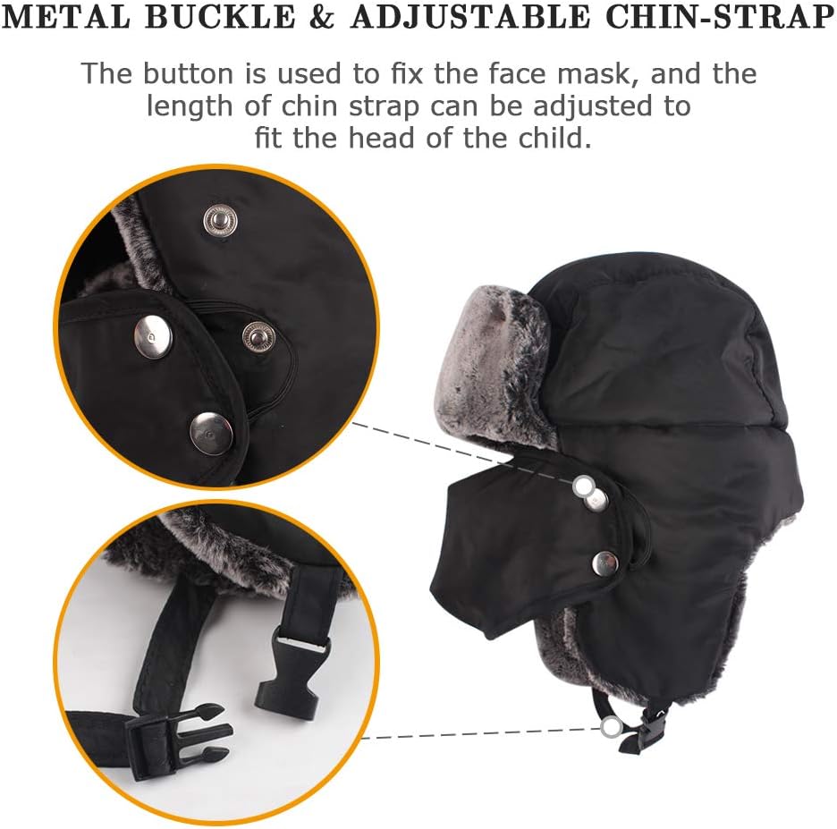 Winter Boy Trapper Trooper Hat Outdoor Warm Girls Ski Cap Windproof Mask Ear Flaps Hats for Kids - Image 4