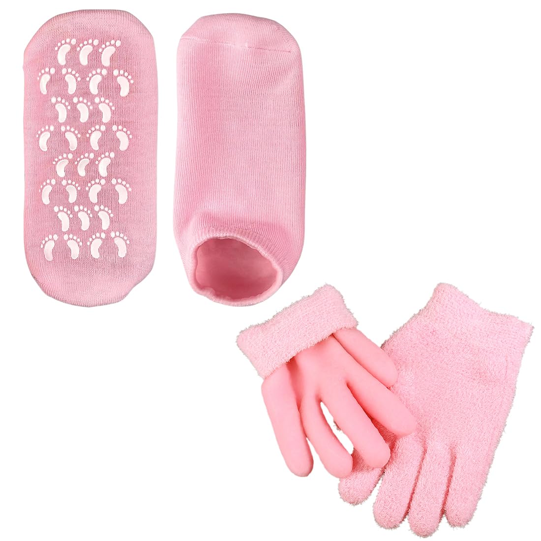 Lot de 2 Paires de Gants et Chaussettes Spa en Gel Hydratants, Réutilisable Chaussettes en Gel, Hydratation et Confort pour Hommes et Femmes
