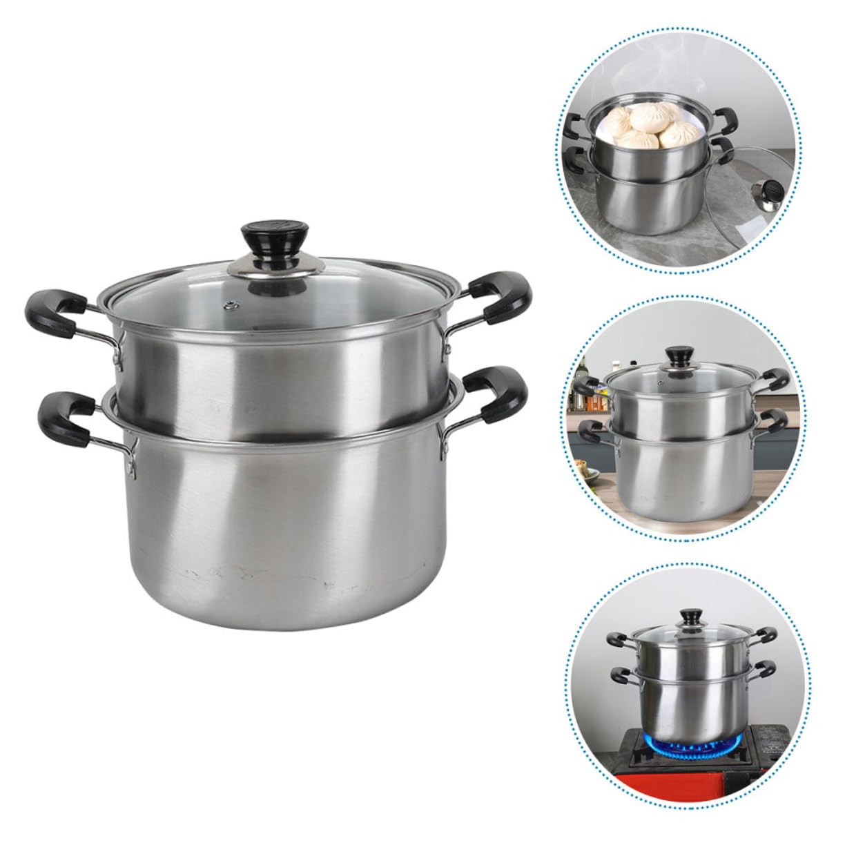 Olla Vaporera de Acero Inoxidable para Casa Cesta de Vapor y Tapa, Adecuado para Cocinar al Vapor y Preparar Sopas Saludables