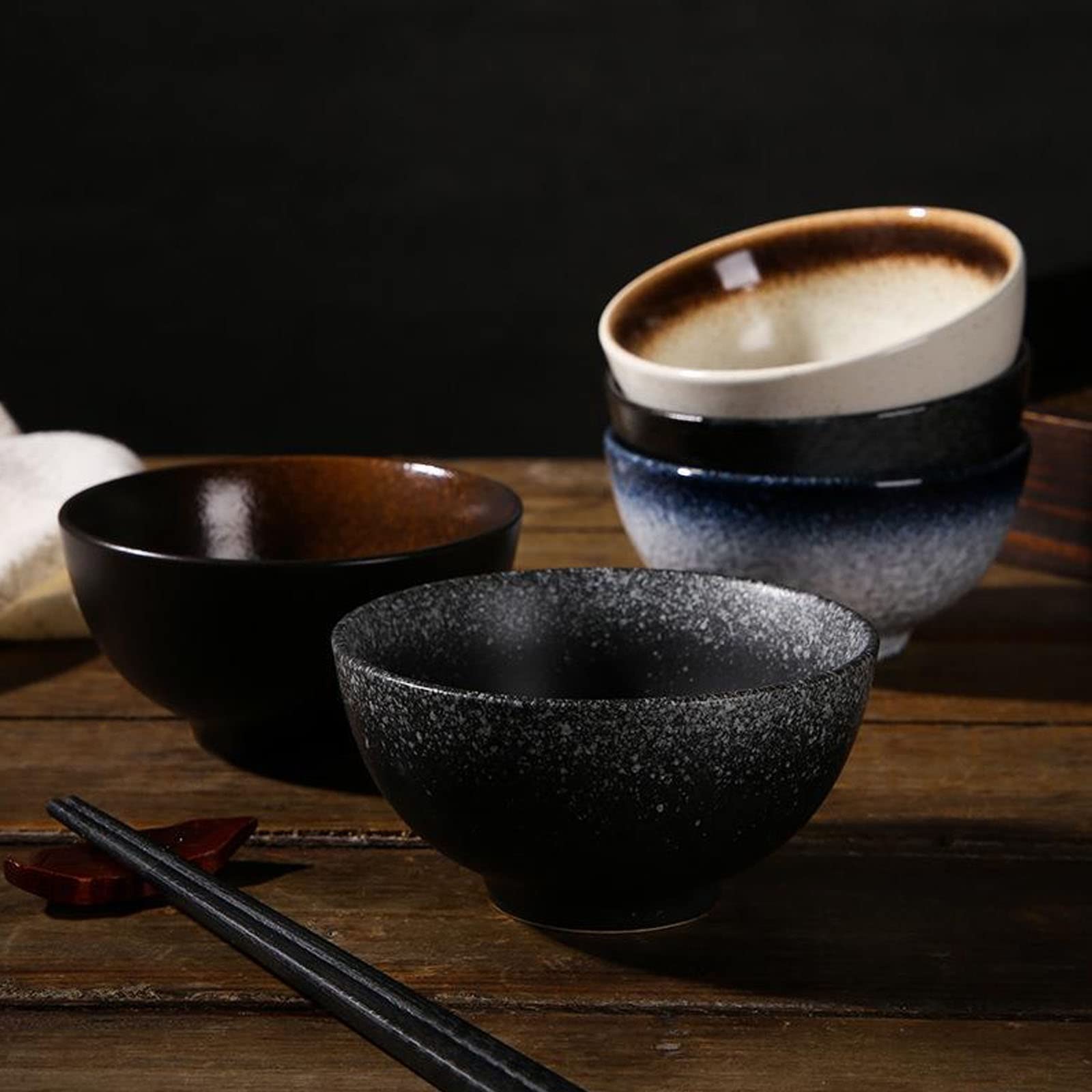 Cuencos Pequeños para Servir, Cuenco De Arroz De Cerámica Japonés para El Hogar con Esmalte Suave Y Fácil De Limpiar, Adecuado para Uso Doméstico Y De Entretenimiento,A,5pcs