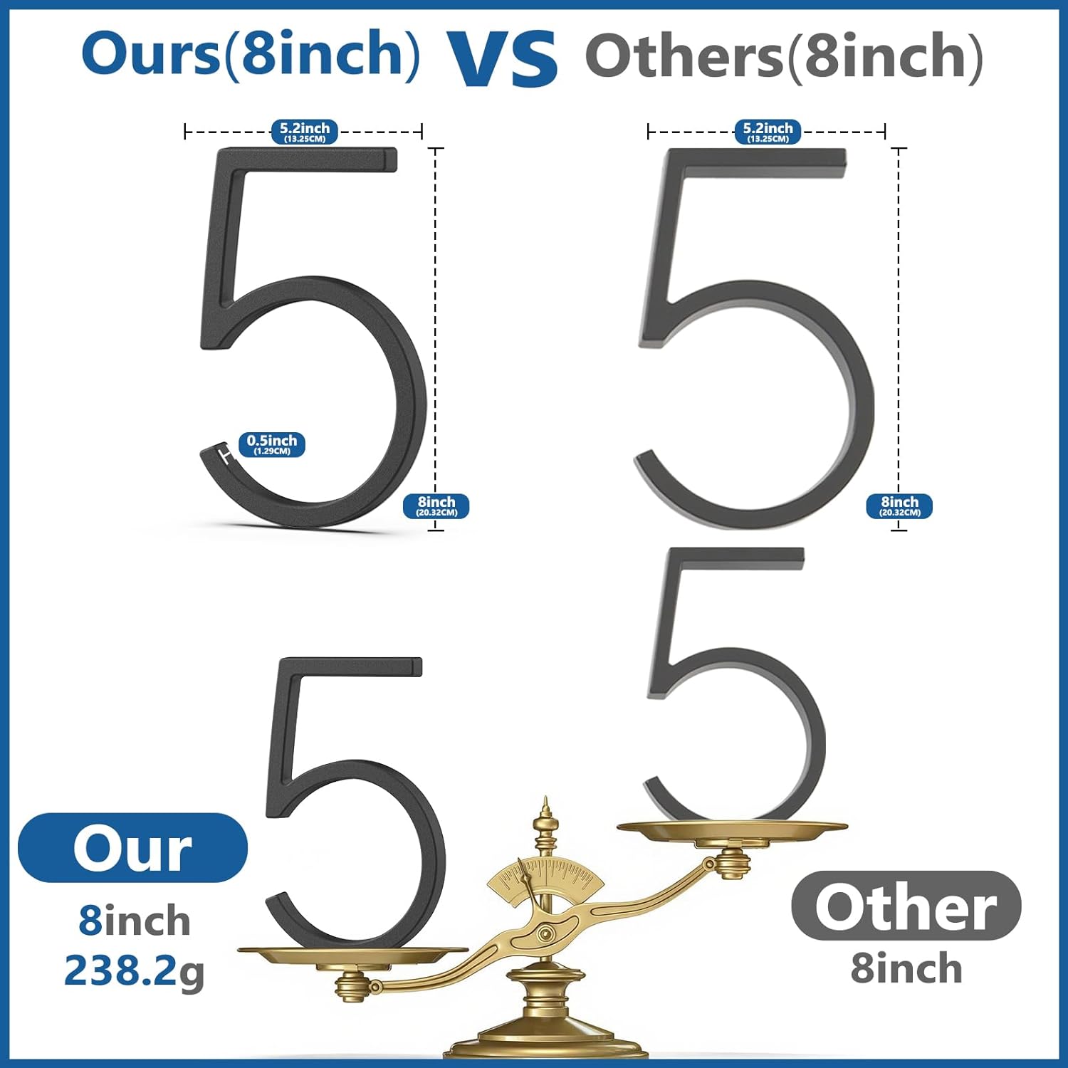 QPMWDBSZ 8 Inch Floating House Numbers, Modern Metal Address Numbers for Outside, Zinc Alloy Black Anti-Rust Mailbox Number with Nail Kit for Garden Front Door Apartment Signage, Easy to Install (3)