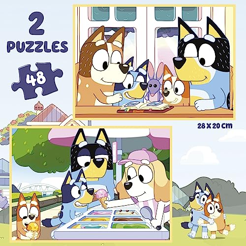 Educa - Set Di Due Puzzles Con 48 Pezzi Dei Personaggi Bluey | Presentato In Una Valigia Magnifica Per Mantenerli. Consigliamo Da 5 6 7 8 Anni (19831) - 3