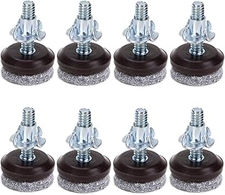 Sumnacon Adjustable Felt Pads Furniture Levelers for Table, Chair, Furniture Legs, 8 Pcs Heavy Duty High Density Felt Floor Protector with Metal T-Nuts - Adjustable Height 0.5" to 1"