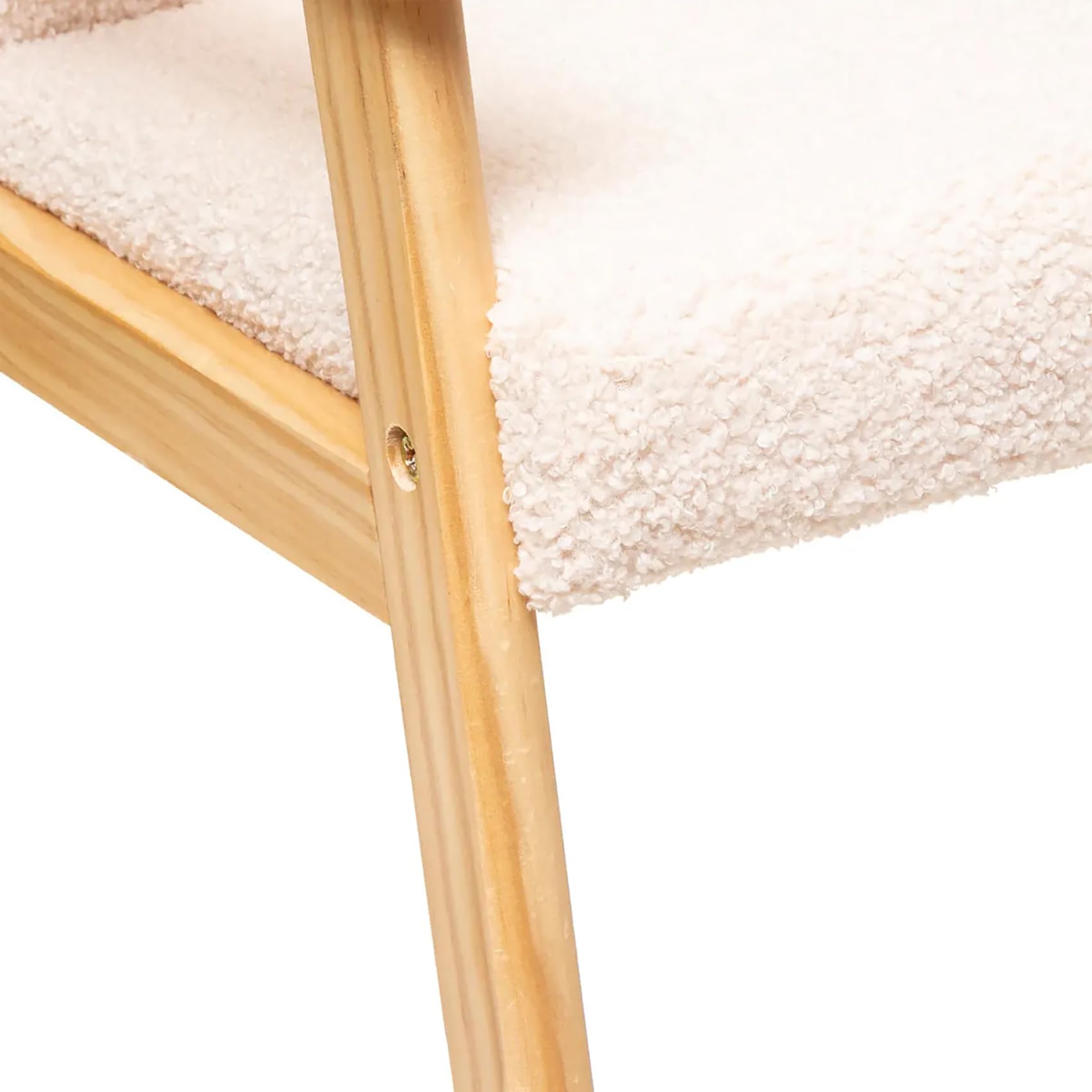 TIENDA EURASIA – Sillon Infantil Basile | Color Crudo | Medidas 46x43x43 cm | Altura del Asiento y Respaldo 28 cm | Espuma, Tela de Rizo y Madera de Pino | Reposabrazos Acolchado | Silla Infantil