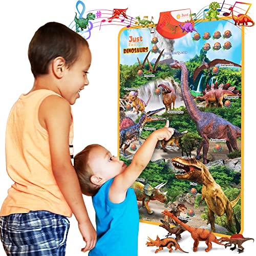 Just Smarty Interactive Dinosaur Learning Poster w/ Figurines, Dinosaur Educational Toys, Dinosaur Toys For 2 Year Old Boy, Toddler Dinosaur Toy, Dinosaur Gift For Boys & Girls, Dinosaur Playset