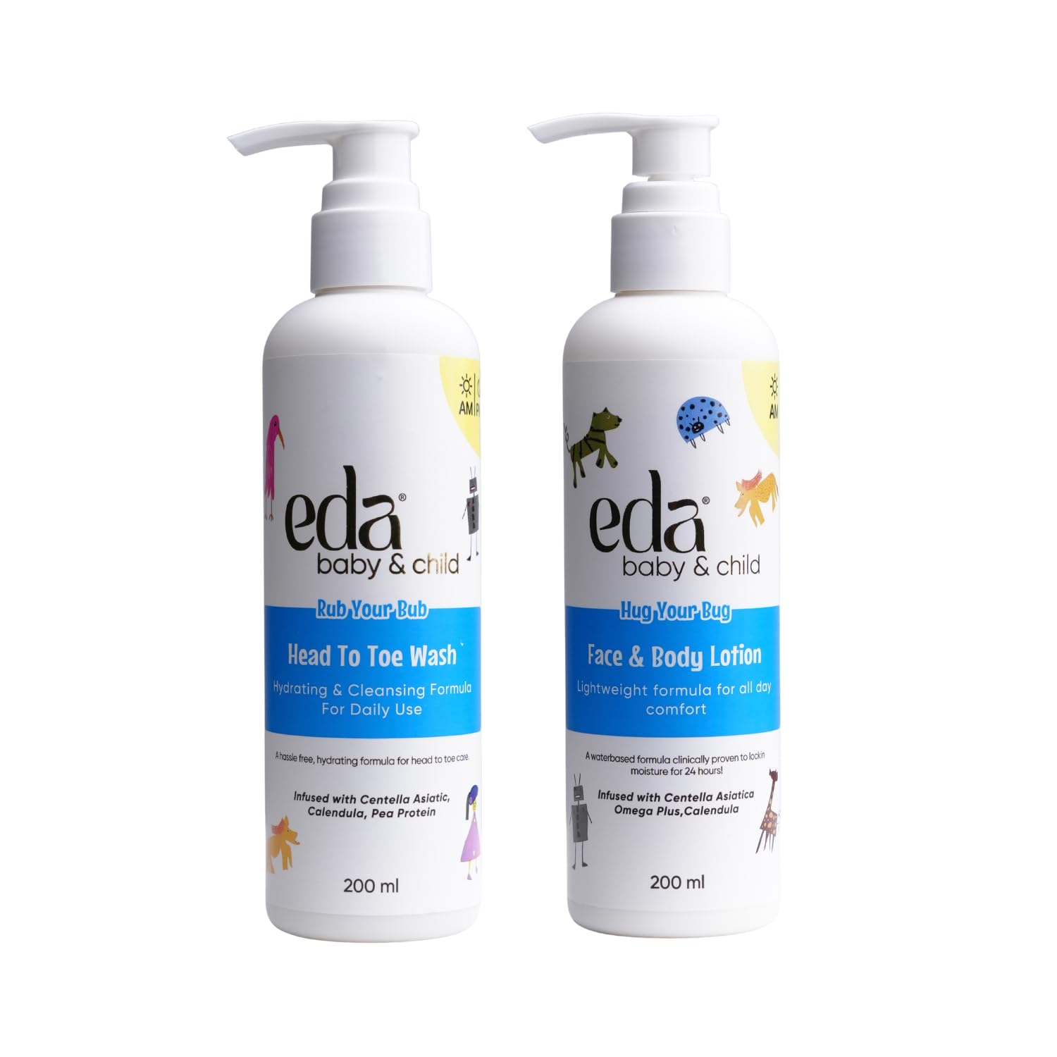 EDA Baby & Child Head-to-Toe Wash & Face & Body Lotion for Newborn Safe Babies 0–10 Years, Gentle Moisturizing Baby Care Daily Essentials, Hypoallergenic, Sulphate & Paraben Free for Daily Use | 200ml-image-31
