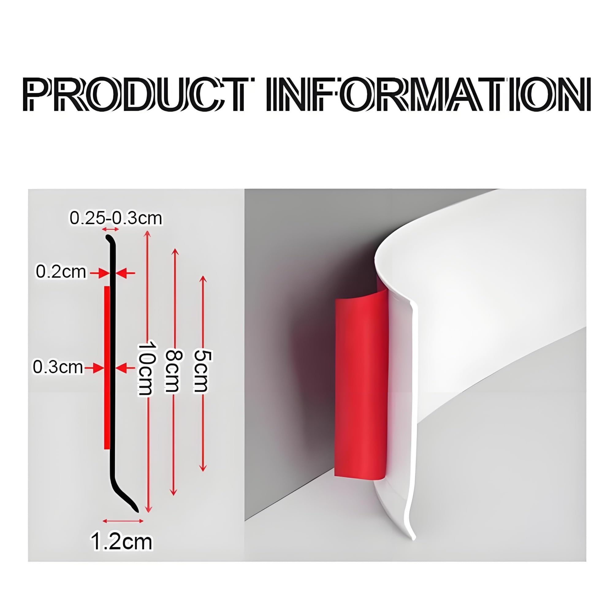 Rodapié autoadhesivo suave de PVC gris, 5 m x 10 cm, para sellado de bordes del suelo y protección de pared, fácil instalación de despegar y pegar