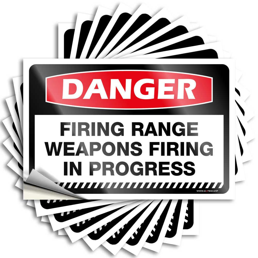 Tattoo Bedroom Door Decorations Easy Apply | Danger Firing Range Weapons Firing in Progress Golden Fun Peel and Stick(6X9CM)