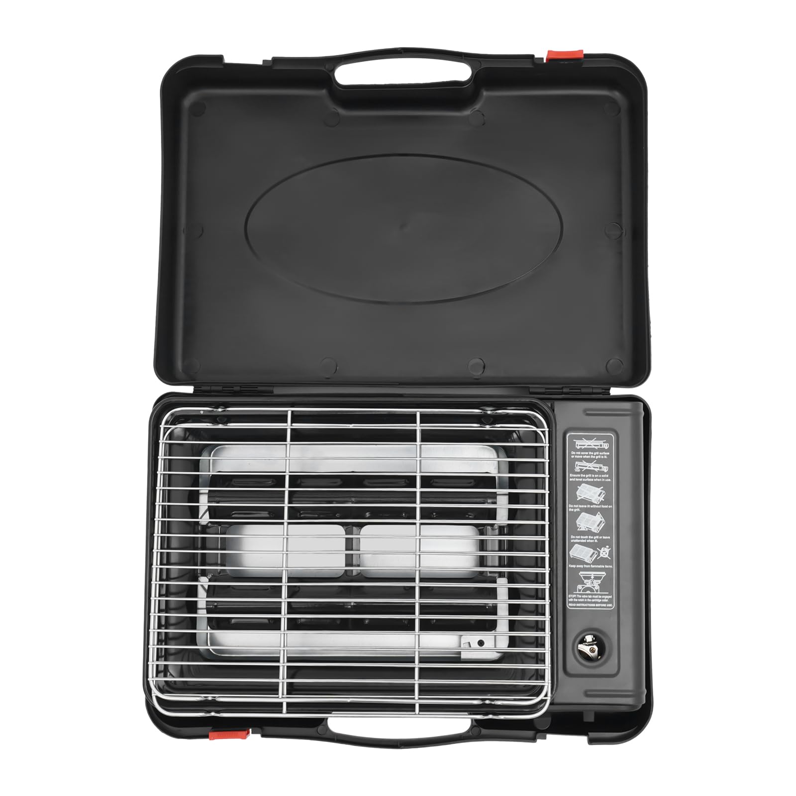 Camping Gasgrill, 2200W Tischgasgrill, Tragbarer Gasgrill mit Fettbehälter und Tragetasche, Gaskocher Camping Kocher, Campinggrill Gas, Gaskocher Set für Terrasse, Balkon und Garten