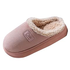 Womens Fuzzy Slippers with Anti-Skid Sole Faux Fur Lined Warm House Shoes Indoor Outdoor Memory Foam Plush Slides