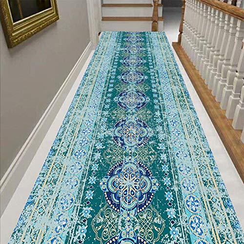 Alfombras de pasillo largo entrada felpudos moqueta corredor azul 3