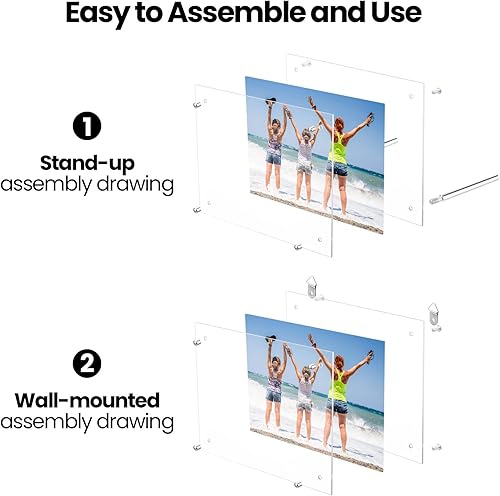 Miniatura 5 de 8 marcos de fotos acrílicos flotantes para marcos de fotos de 8.5 x 11 pulgadas, marco de fotos para certificado de documento, marco de fotos