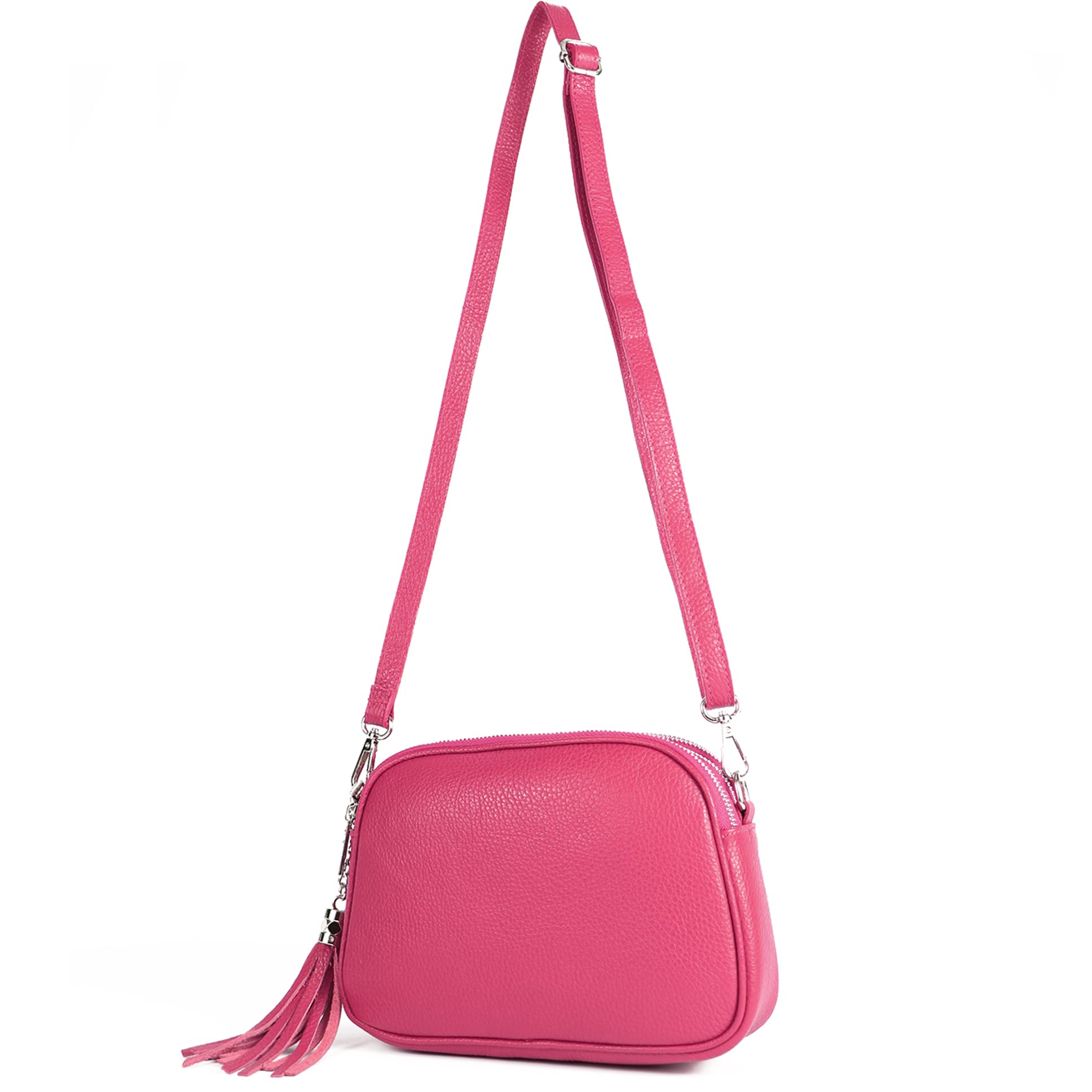 - T238 - Italian ladies shoulder bag leather medium, color: pink