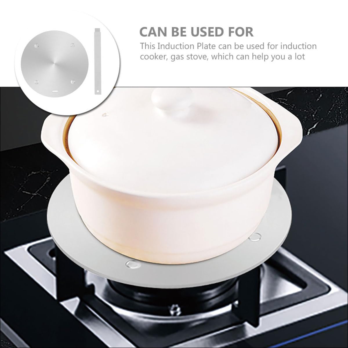 Placa Difusora de Calor para Cocina de Gas y Vitrocerámica Adaptador de Acero Inoxidable 160Mm X 34Mm Protector de Estufa para Ollas No Inducción Accesorio para Utensilios de
