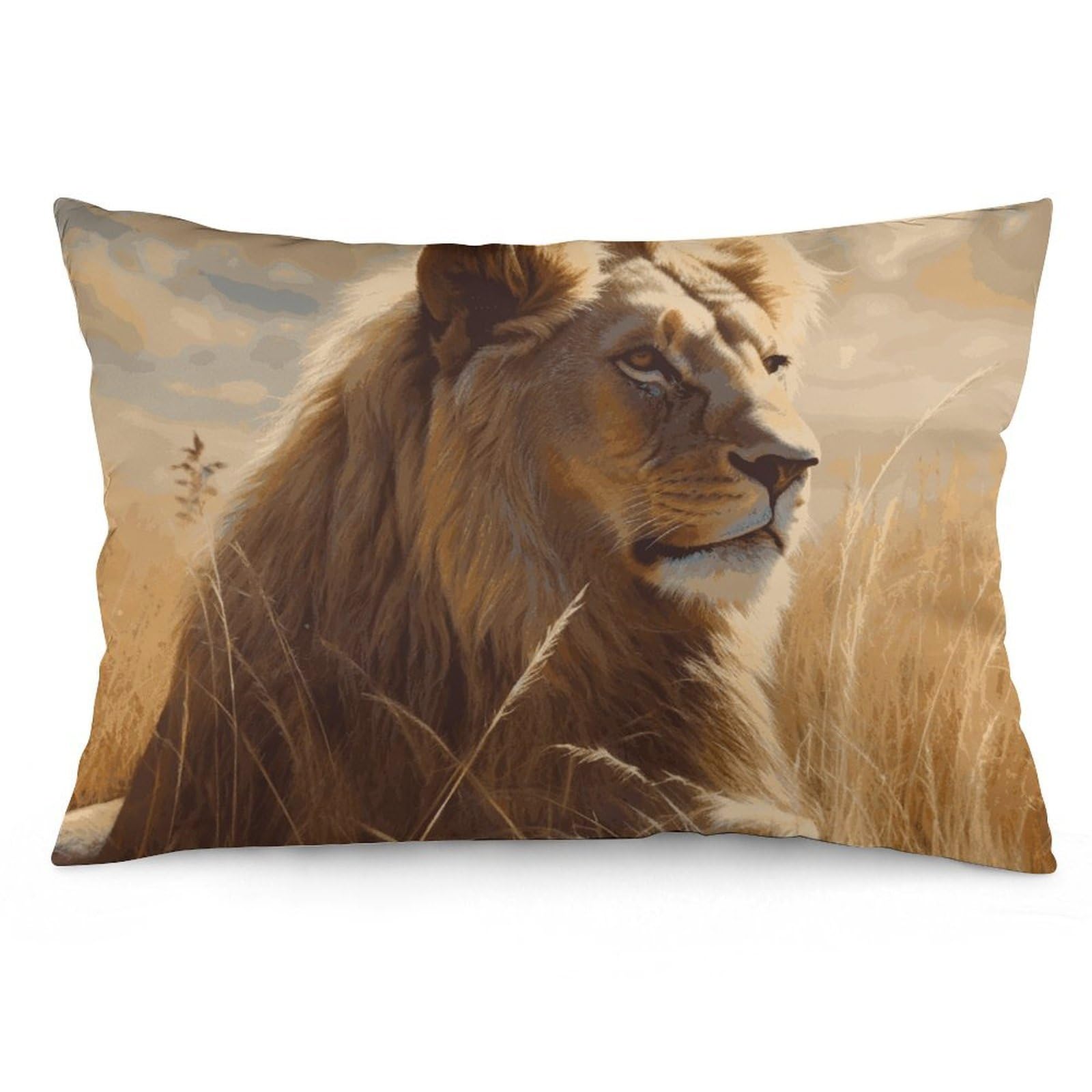 2 Pack Pillow Cases for Hair and Skin, Soft Breathable Pillow Case Covers with Hidden Zipper, Prairie Lion Pillowcase 16 "x24 Pillow Covers for Sleeping Gift