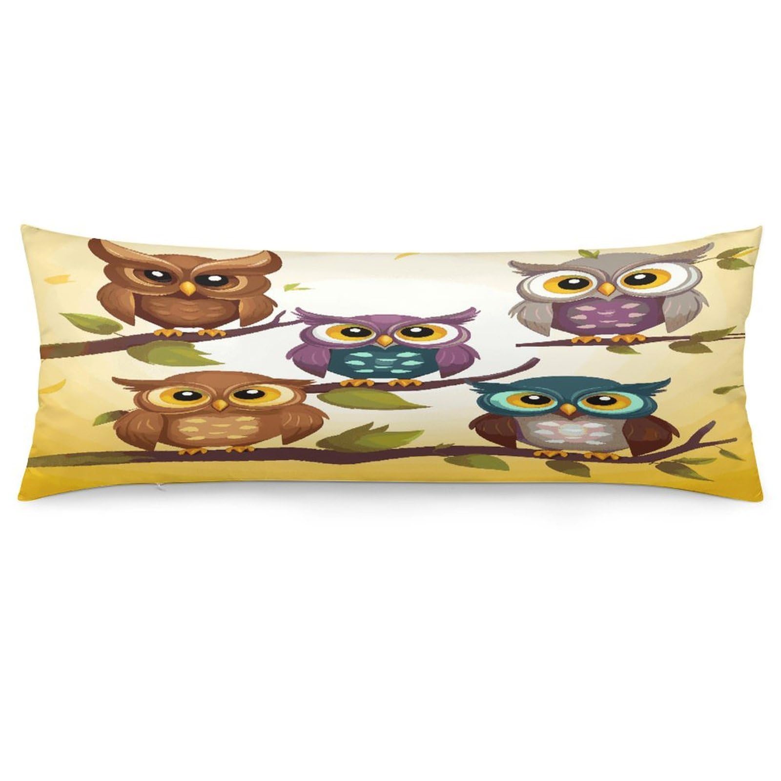 Owls Birds Throw Pillow Cover Soft Lumbar Pillow Covers with Zipper Breathable Rectangular Cushion Case Polyester Pillow Case Decorative Body Pillow Cover for Couch Bed