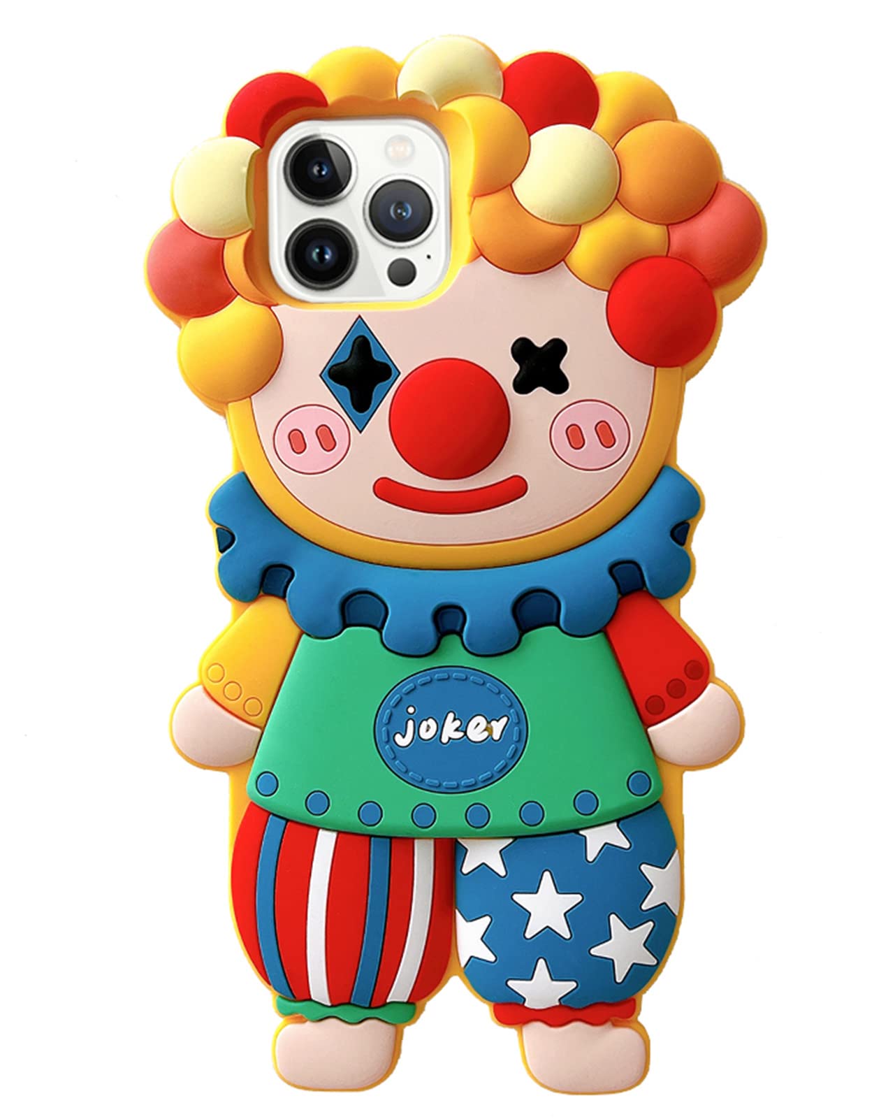 JIATAY Ugly Phone Cases for iPhone 15 Case, 3D Clown Cute Kawaii Soft Silicone Bumper Protective Cartoon Funny Phone Case Compatible with iPhone 15 (Clown)
