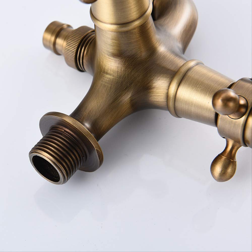 Ottone Totale Di Alta Qualità Spazzolato Doppio Rubinetto Lavatrice Rubinetto Angolo Bagno Rubinetto Miscelatore Esterno Da Giardino A