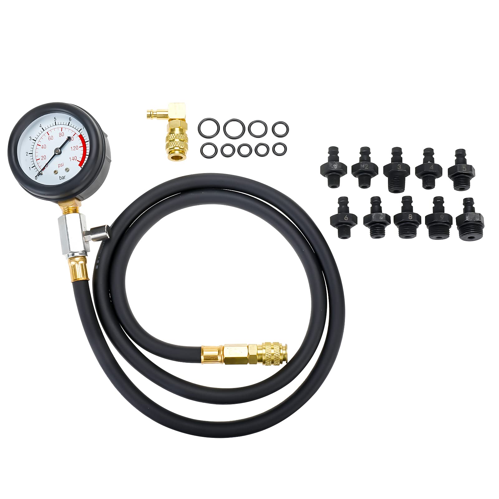 BOOMSTART Set di misuratori di pressione dell'olio motore, set di test diagnostici con 10 adattatori per moto, auto, camion, furgone