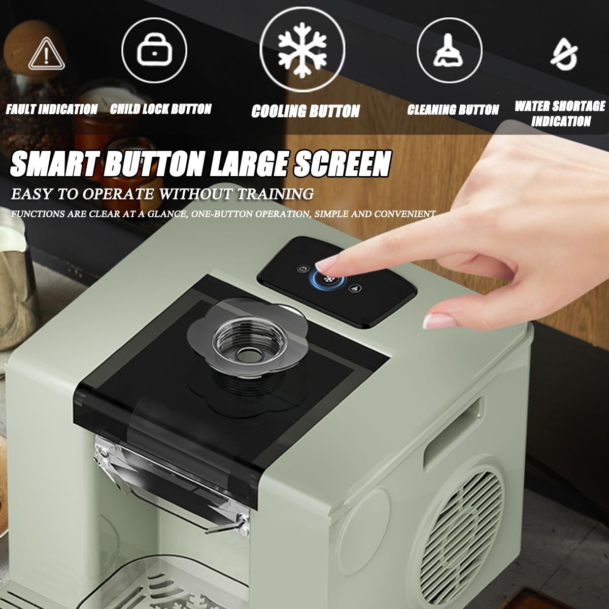 Komercyjna elektryczna kruszarka do lodu 280 W, materiał ze stali nierdzewnej, inteligentny panel sterowania, automatyczna kostkarka do lodu do domu