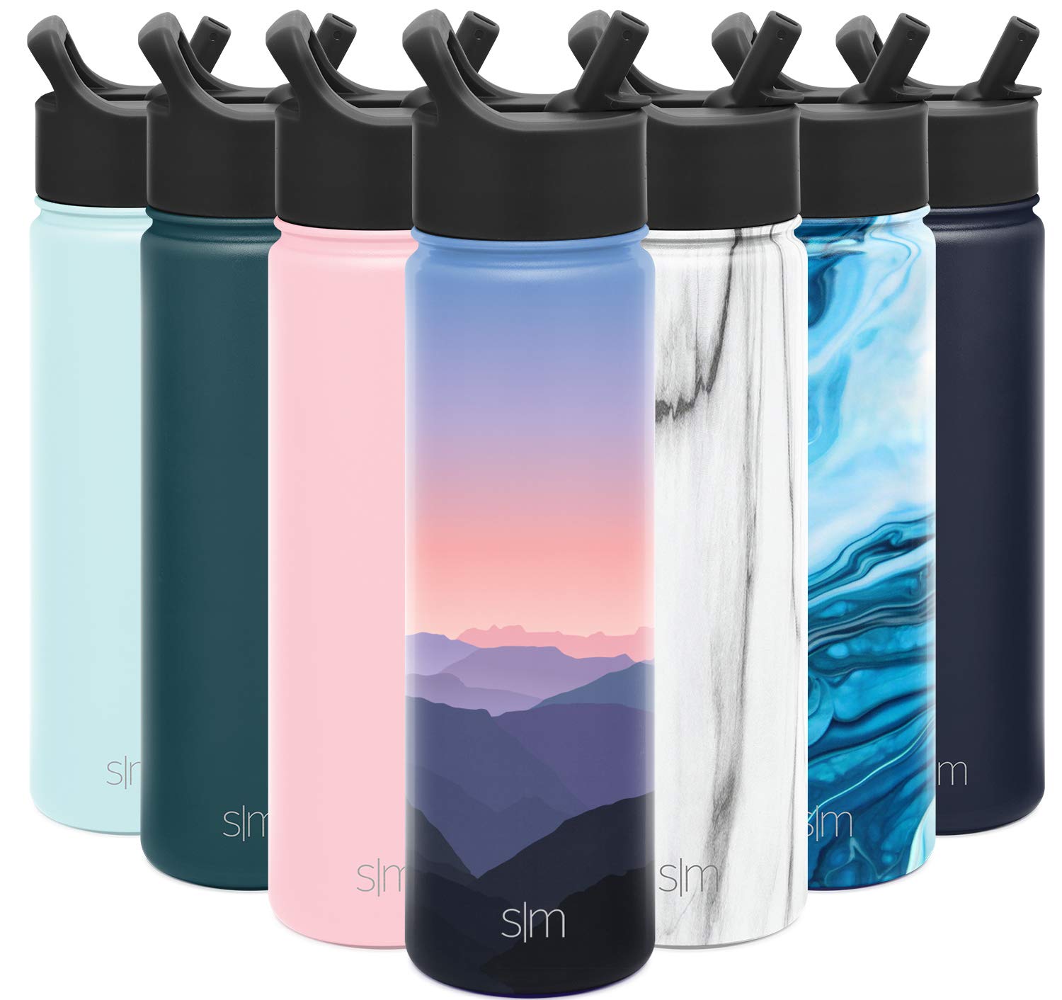 Simple Modern Water Bottle with Straw Lid Vacuum Insulated Stainless Steel Metal Thermos Bottles | Reusable Leak Proof BPA-Free Flask for Gym, Travel, Sports | Summit Collection | 22oz, Alpenglow