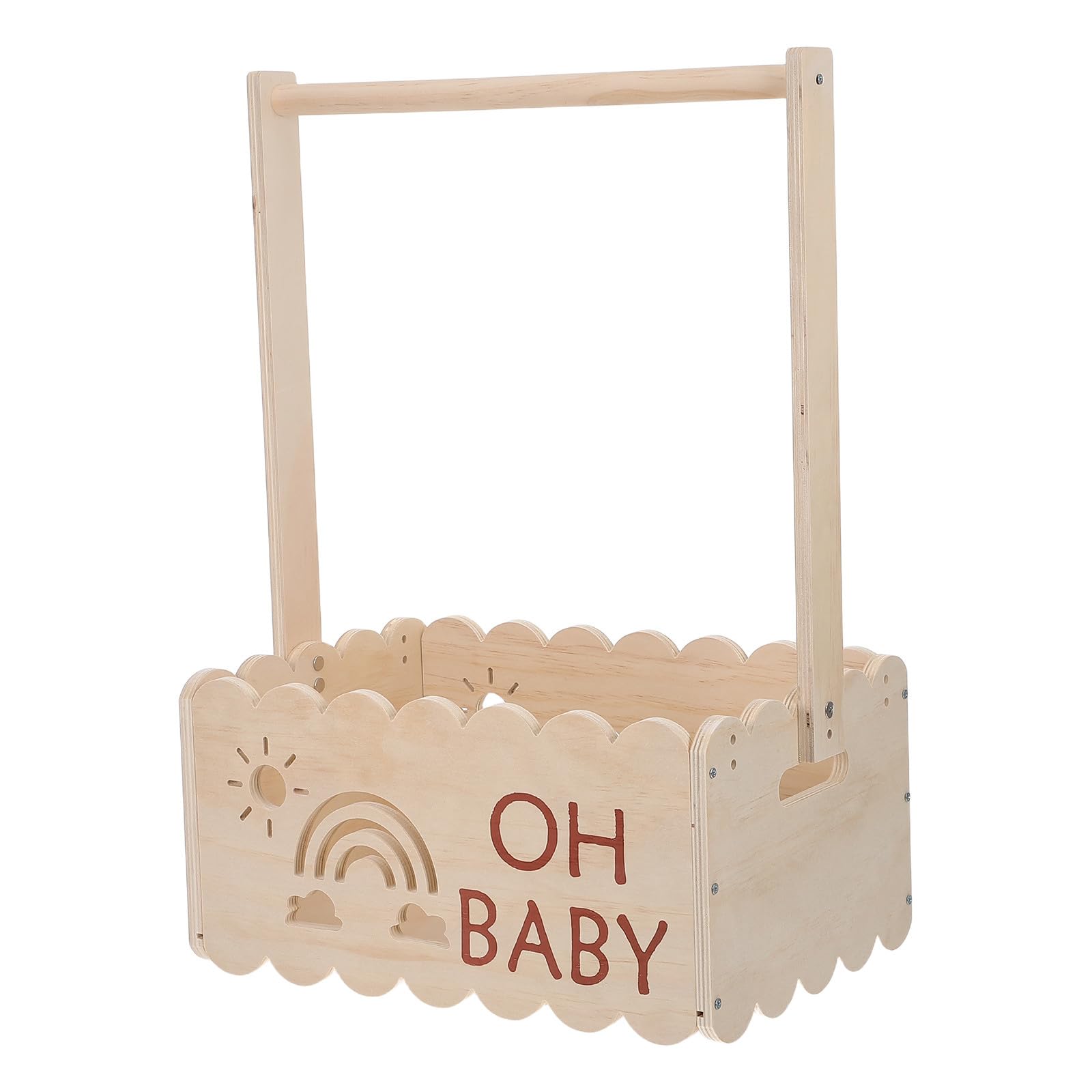 Toddmomy Cesta de regalo de madera para bebé, caja de almacenamiento con riel para ropa de niño o niña, ideal para la habitación del bebé, para futuras mamás y padres primerizos.