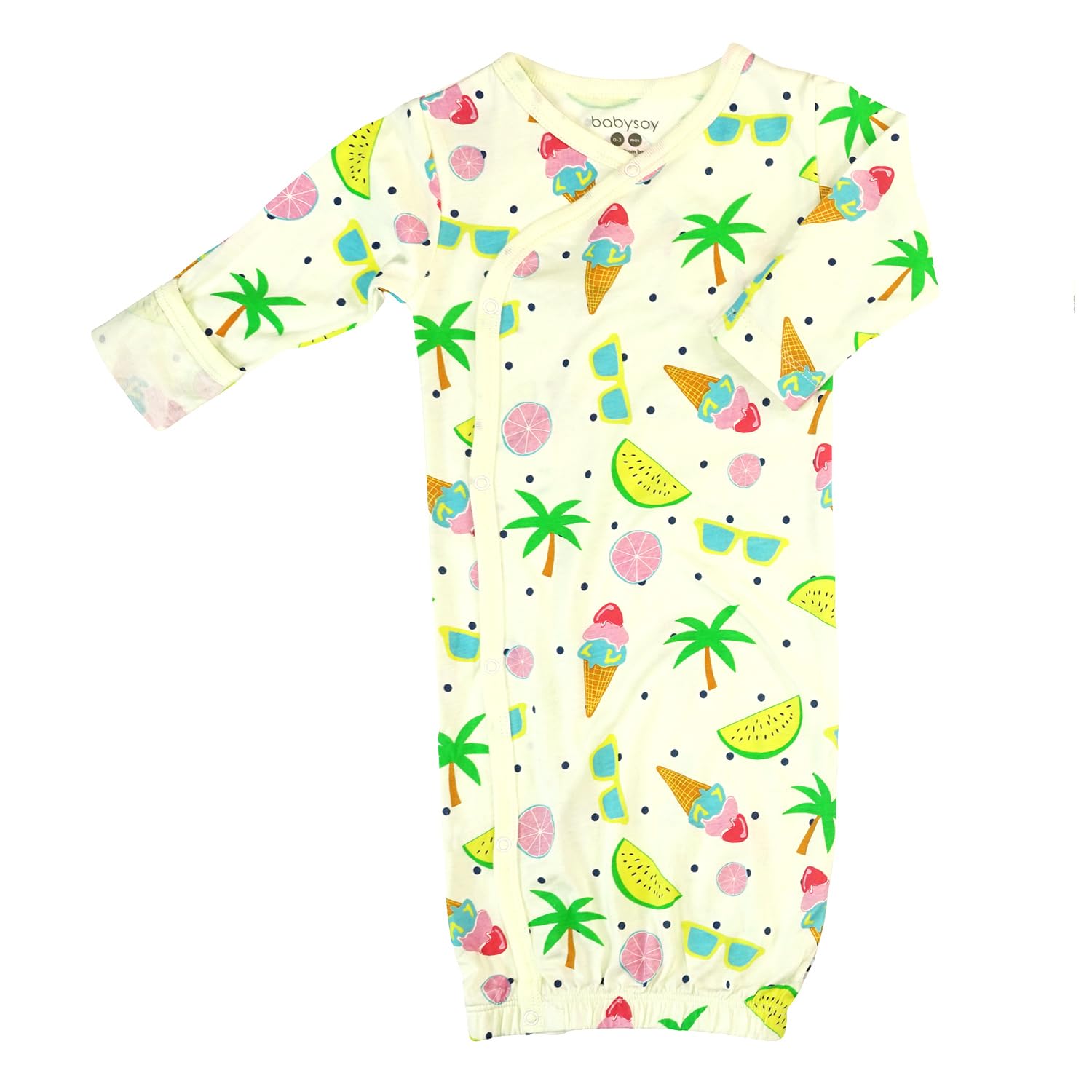 Babysoy Newborn Baby Kimono Wrap Around Snap Sleeper Gown Sack Bundler