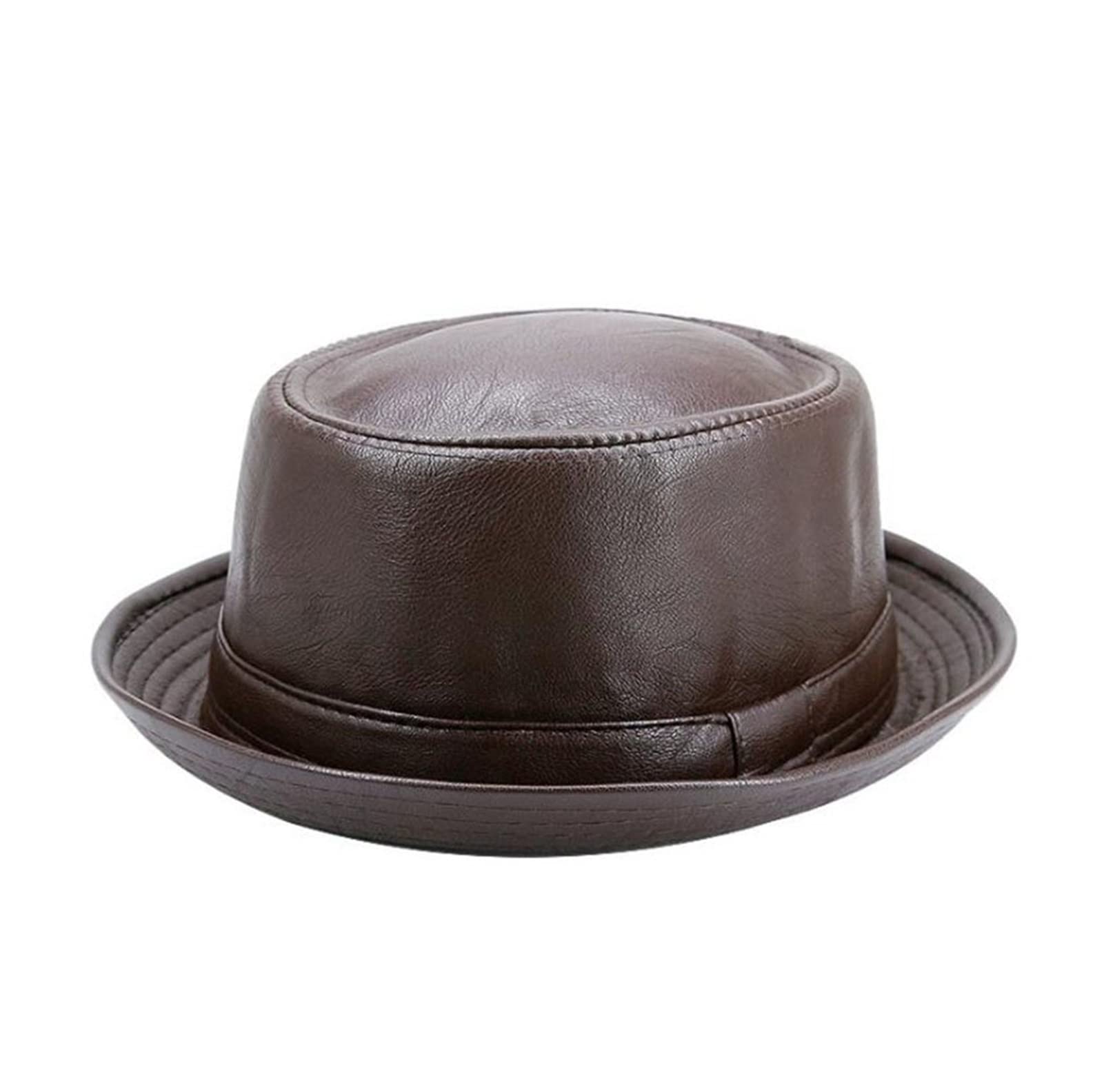 Mężczyźni Fedora Cap Brown Kobiety Casual Retro Kapelusze Jazz Faux Skórzane Vintage Trilby Hat Sp-Ring Autumna Klasyczna Panama Cap