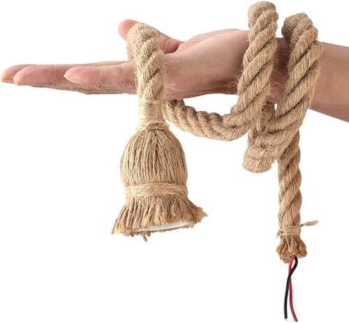 Miniatura 7 de Lámpara colgante de cuerda de cáñamo vintage, base E26E27, luz colgante de cuerda de cáñamo retro, lámpara de techo vintage, estilo retro para