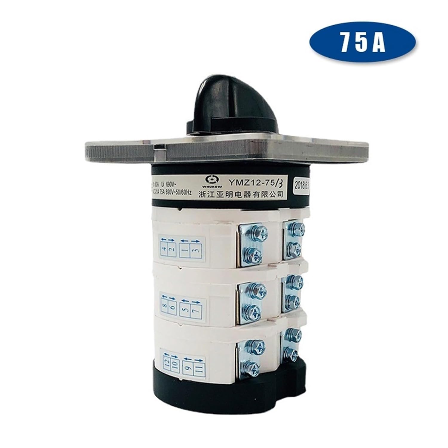 75Aカムスイッチ シルバーコンタクト 0-3ポジション 3極水平ロータリースイッチ 12端子 YMZ12-75/3