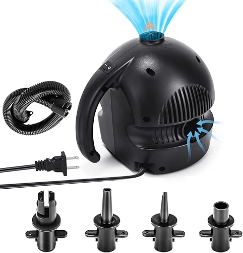 Bomba de aire eléctrica, bomba de pista de aire de 800 W con 4 boquillas, inflables, bomba de colchón de aire rápida para piscina, juguete, balsa,