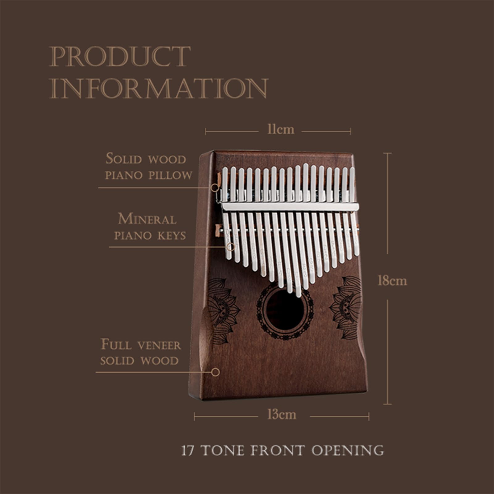 Kalimba - Piano de pulgar portátil profesional de caoba con martillo de afinación, bolsa de transporte, instrucciones (idioma español no garantizado), regalo único ideal de cumpleaños, vacaciones