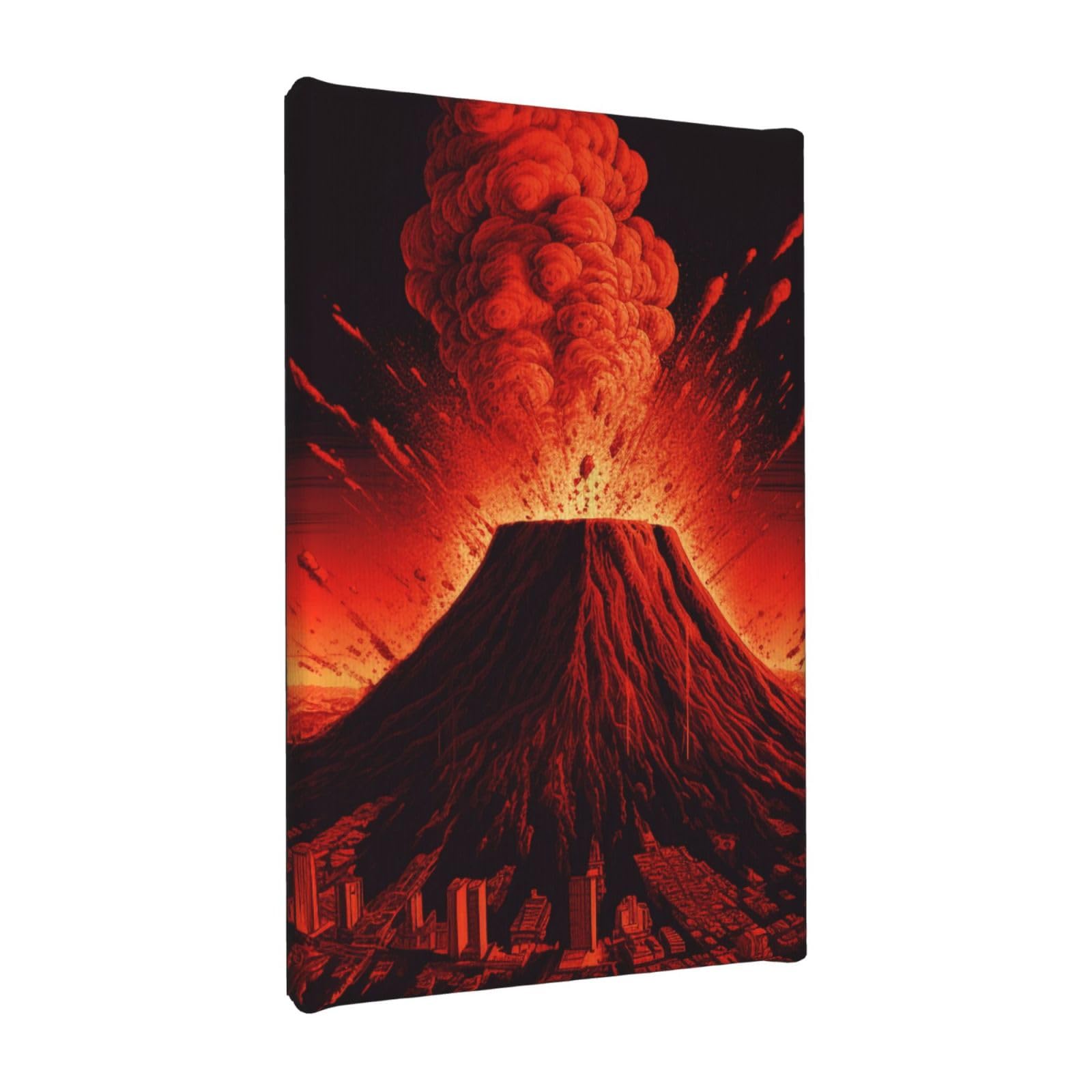YKLJG volcano Printed Wall Art Canvas Painting 20x30 CM Wooden Framed Picture Painting Artwork Prints for Bedroom Kitchen Home Office Decor