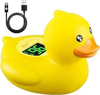 BH Duck Rechargeable Baby Bath Thermometer - Accurate Floating Water Temp Reader with Color Alerts for Safe Infant Baths