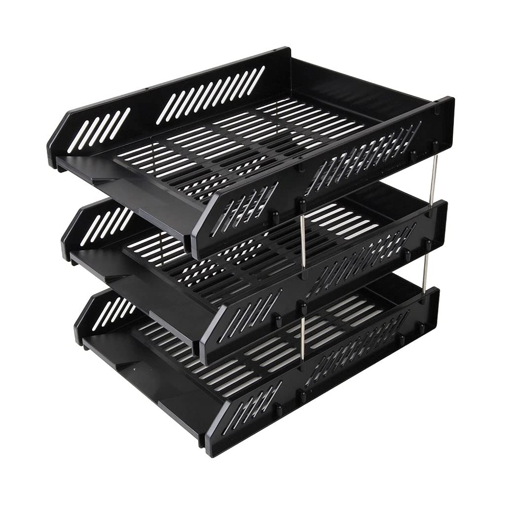 portadocumenti cremagliera File Rack 3 Tier Mesh Letter Letter Vassoio Impilabile Assegnatore del file Desk File Sorteria Accessori for la scrivania for la scuola Casa for ufficio Forniture Per l'orga