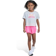adidas Kids Girls Htr Tee Flowy Short Set Casual Bottoms Casual - Grey