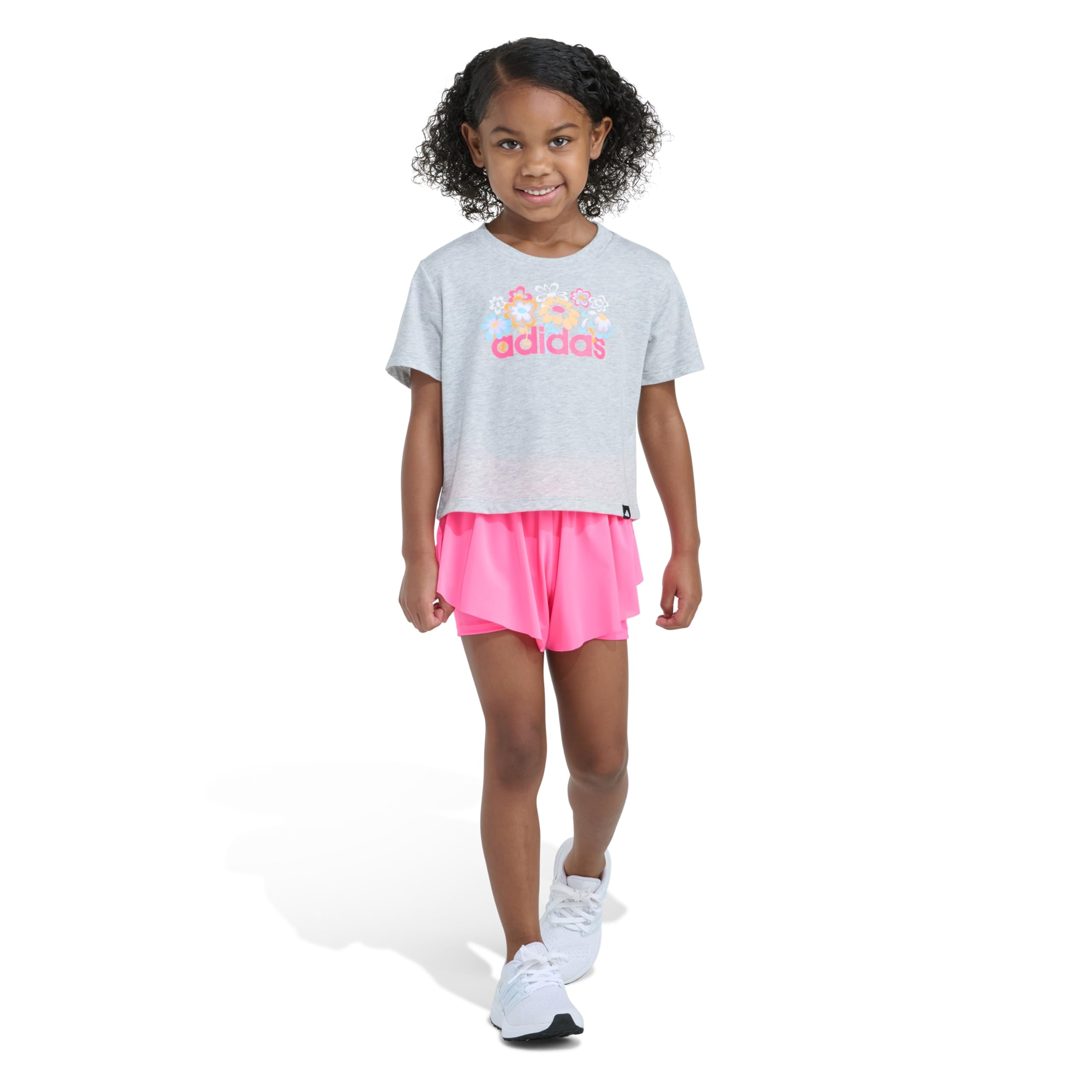 

                                                    adidas Girls 2-Piece T-Shirt & Flowy Short Set Lig