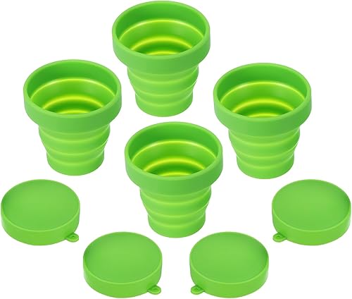 Miniatura 1 de PATIKIL Taza de viaje plegable, paquete de 4 vasos de agua plegables de viaje de 5.7 fl oz, taza de silicona portátil para acampar senderismo al