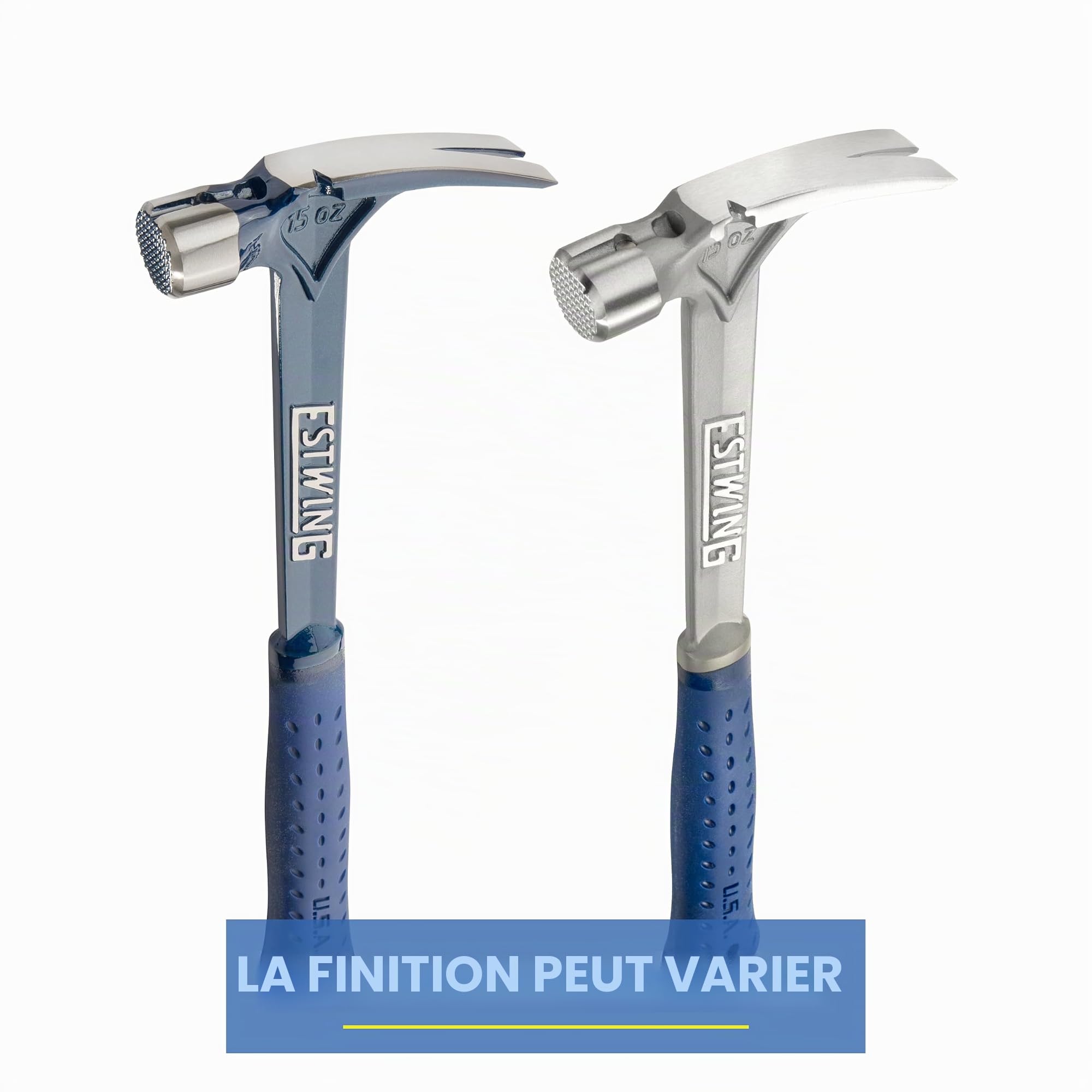 Estwing E6/15SM Marteau de charpentier 425 g avec face fraisée et poignée de réduction des chocs Bleu