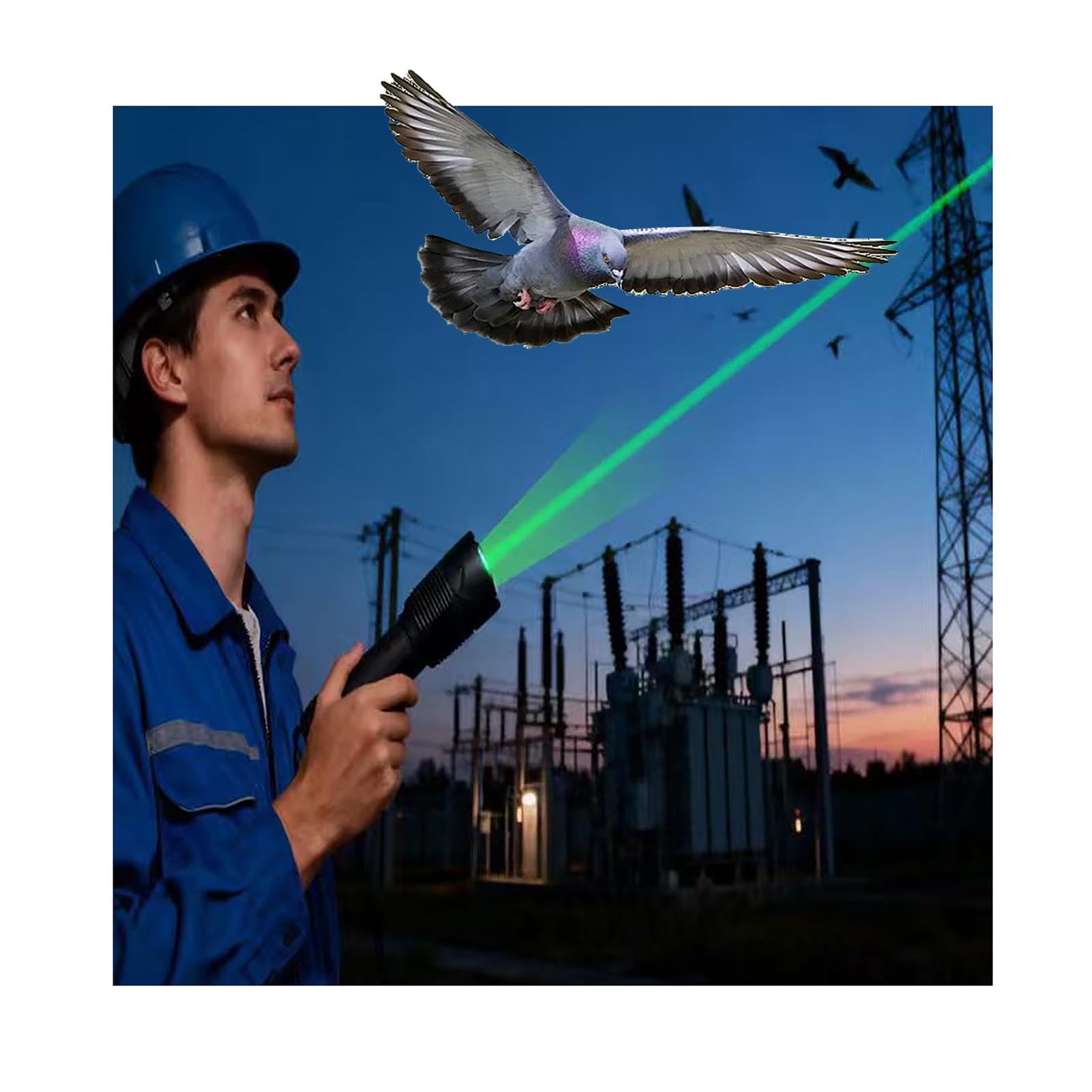 Ręczny laserowy odstraszacz ptaków, mocny/średni/słaby, przemysłowy odstraszacz ptaków, do nocnych eksploracji/jazdy na rowerze na świeżym powietrzu/nocnego patrolu