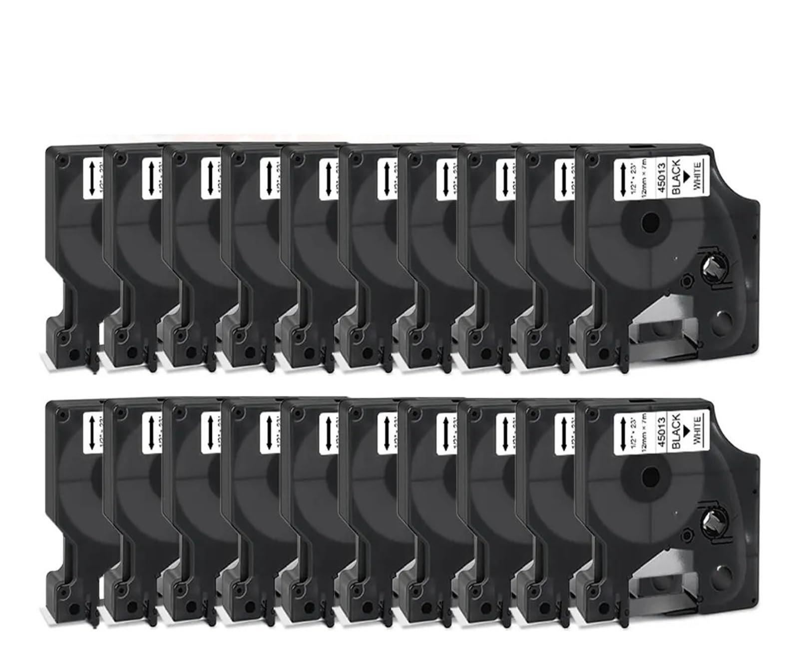 Confezione da 50 nastri for etichette D1 nero su bianco 12 mm, compatibili con le stampanti LabelManager 160, 280 e 220P, adatti a 45013(White on Black)