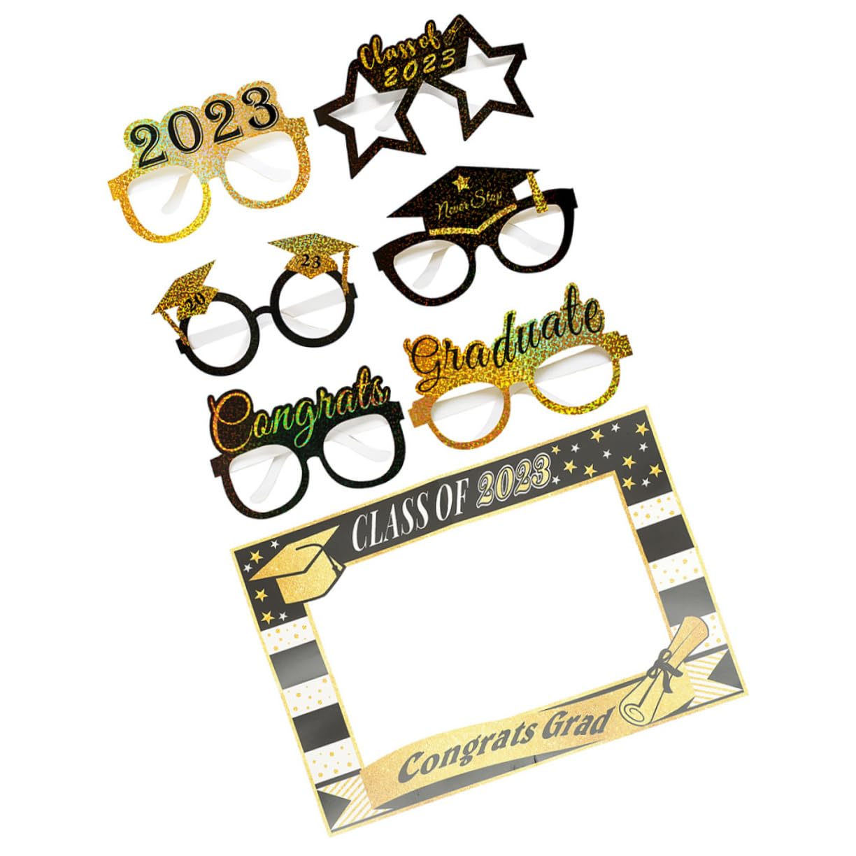 MAGICLULU 4 Sätze Abschlusspapierbrille Selfie-licht Abschluss Requisiten Glückwunsch Grad Requisiten Für Die Fotokabine Der Babyparty Tische Bachelorette-Spiele Gläser Mittelstücke