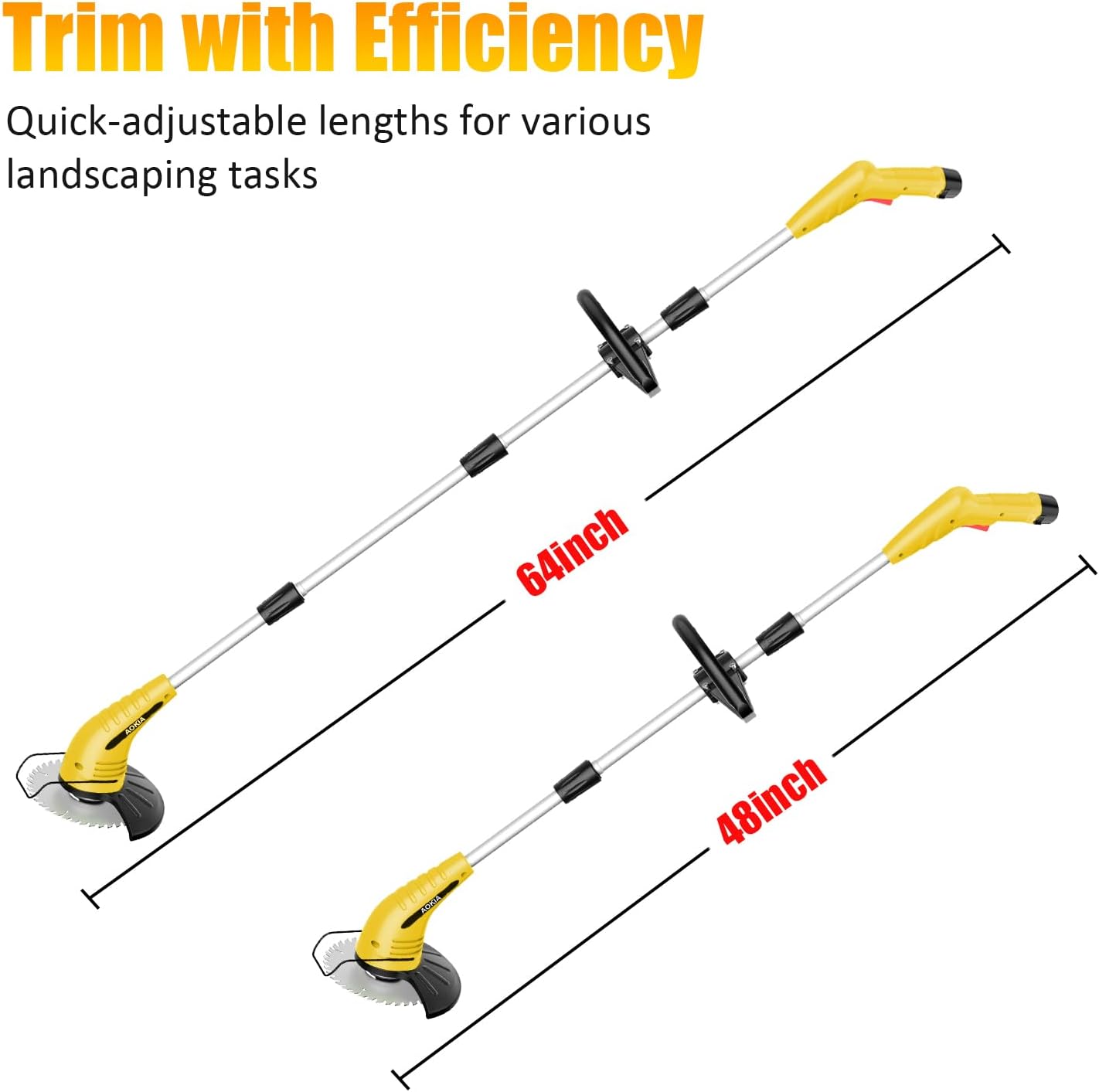 Electric Weed Wacker: Grass String Trimmer with 12V 2.0Ah Batteries & Fast Charger - Cordless Lightweight Cutter/Edger/Mower with 2 Types Blades for Garden Yard Lawn, Yellow