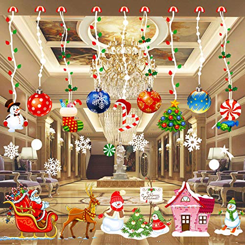 ONDY Merry Christmas Glass Window Sticker Christmas Sticker Christmas Ornament Decor Removable Dress Up DIY PVC Color Glueless Static Stickers Decals for Living Room Bedroom Shop Window