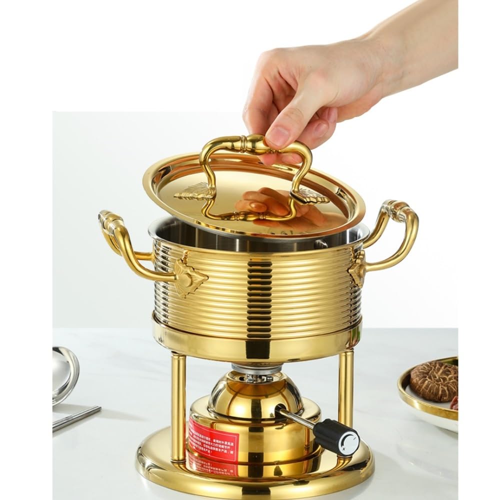 scaldavivande Set for fonduta Ideale for fornelli a Gas gonfiabili con pentole Calde, Perfetto for la Raccolta di cucine e Regali di Nozze con Coperchio Cucina