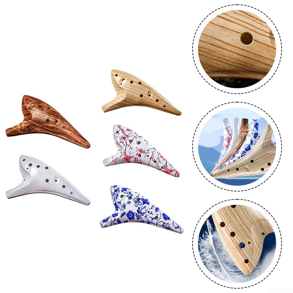 DAZZLEEX Ocarina Alto Do en céramique 12 trous 12 trous, instrument de musique à vent finition lisse en résine avec sac de protection, parfait pour tout amateur de musique (fleur)